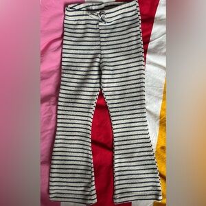 Zara Girls Striped Knit Pants 3T Blue White Flare Leg
